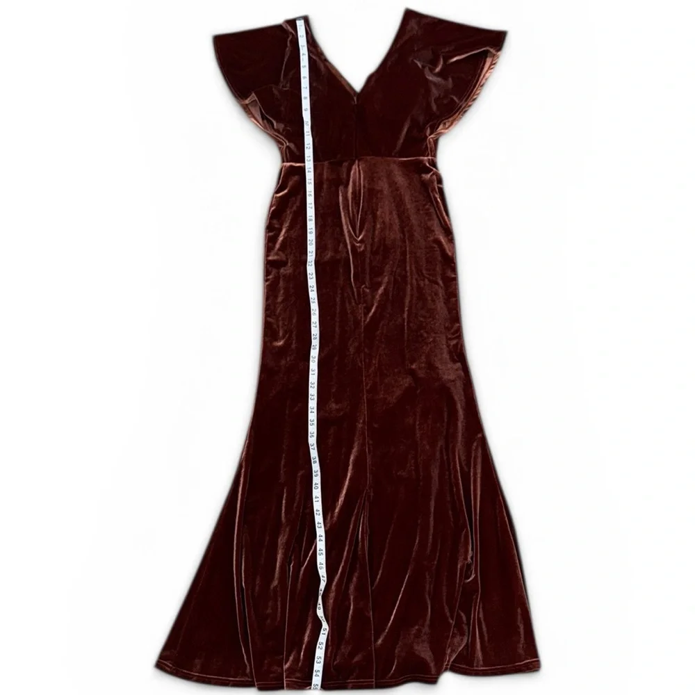 Revelry Gwen Velvet Flutter Sleeve Midi Dress - Picture 9 of 11